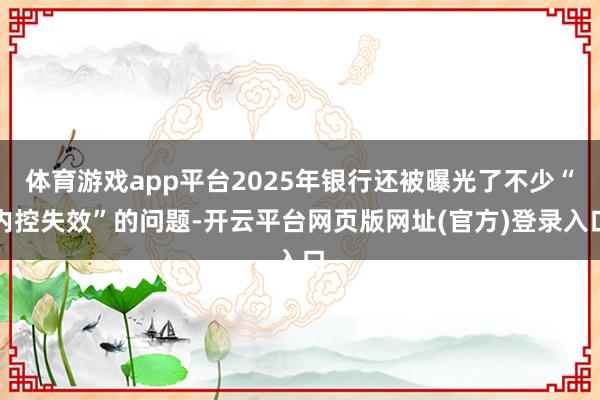 体育游戏app平台2025年银行还被曝光了不少“内控失效”的问题-开云平台网页版网址(官方)登录入口